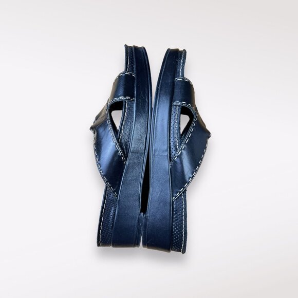 Aerosoles Leather Sandals Black Open Toe Slip On Size 6.5 - Picture 6 of 10